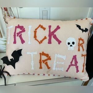 Trick-or-treat pillow w/ Bat, Skull & Bones 🦇💀🦴 - 14” x 20”